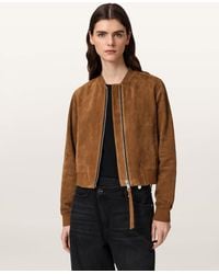 AllSaints - Orten Suede Bomber Jacket - Lyst