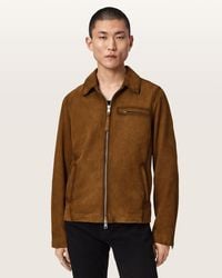 AllSaints - Ashwood Long Sleeve Suede Jacket - Lyst