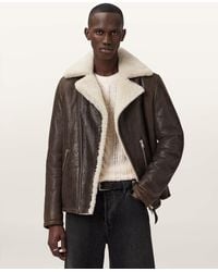 AllSaints - Xylon Shearling Biker Jacket - Lyst