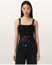 AllSaints - Charli Flocked Bodysuit - Lyst