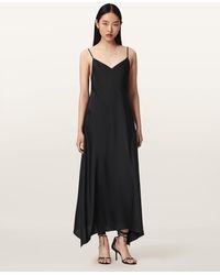 AllSaints - Leona V-Neck Maxi Slip Dress - Lyst