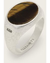 AllSaints - Owen Tiger Eye Sterling Ring - Lyst