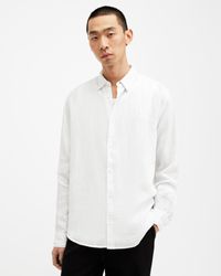 AllSaints - Cypress Long Sleeve Linen Relaxed Shirt - Lyst