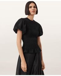 AllSaints - Dael Smocked Slim Top - Lyst