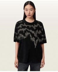 AllSaints - Maia Etta Oversized Embellished T-Shirt - Lyst