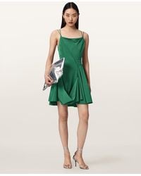 AllSaints - Claire Asymmetrical Draped Mini Dress - Lyst