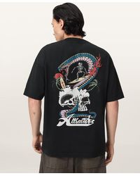 AllSaints - Snakepit Oversized Short Sleeve Graphic T-Shirt - Lyst