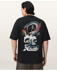 AllSaints - Snakepit Oversized Short Sleeve Graphic T-Shirt - Lyst