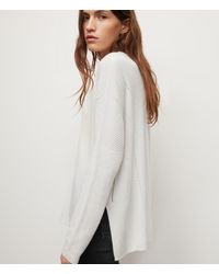 AllSaints Wool Womens Seamless V-neck Jumper in Chalk White Womens Clothing Jumpers and knitwear Jumpers White 