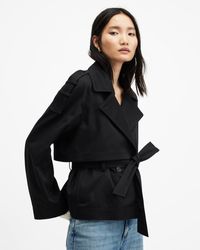 AllSaints - Beckette Cropped Belted Trench Coat - Lyst