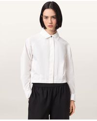 AllSaints - Polyamide Nara Cropped Long Sleeve Shirt, /Us 2 - Lyst