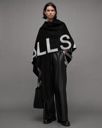 AllSaints - Rae Logo Ruana Wool Scarf - Lyst