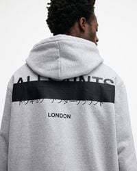 AllSaints - Redact Pullover Embroidered Logo Hoodie - Lyst