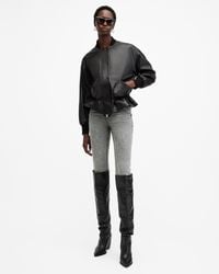 AllSaints - Sofi Drawstring Leather Bomber Jacket - Lyst