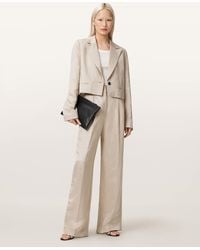 AllSaints - Helena Tailored Wide Leg Linen Blend Trousers - Lyst