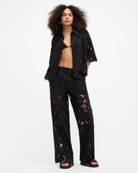 AllSaints - Charli Embroidered Straight Fit Trousers, - Lyst