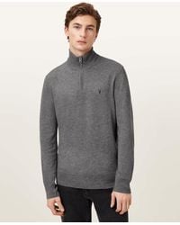 AllSaints - Kilburn Zip Funnel Neck Ramskull Jumper,, Carter - Lyst
