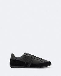 AllSaints - Liam Leather And Suede Low-Top Sneakers - Lyst
