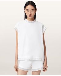 AllSaints - Lele Lace Trim Cotton Tank Top - Lyst