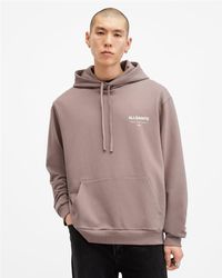 AllSaints - Underground Pullover Logo Hoodie,, Tuscan - Lyst