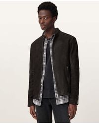 AllSaints - Cora Suede Snap Back Collar Jacket - Lyst