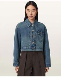 AllSaints - Blink Cropped Denim Jacket - Lyst