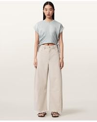 AllSaints - Mira Cropped Satin Drawcord T-Shirt - Lyst