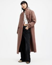 AllSaints - James Wool Blend Maxi Length Coat, - Lyst