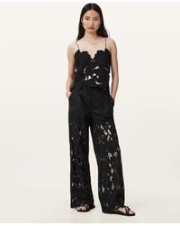 AllSaints - Organic Cotton Charli Embroidered Straight Fit Trousers, /Us 8 - Lyst