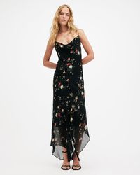 AllSaints - Charlotte Kora Floral Print Midi Slip Dress, - Lyst