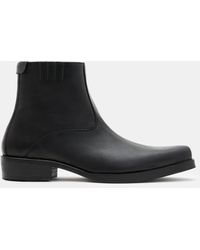 AllSaints - Booker Leather Zip Up Boots - Lyst