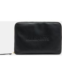 AllSaints - Saff Leather Embossed Logo Laptop Case - Lyst
