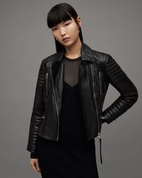 AllSaints - Leoni Slim-fit Leather Biker Jacket - Lyst