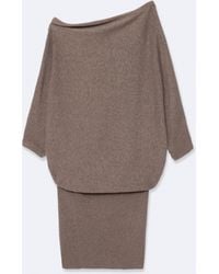 AllSaints - Ellie Asymmetric Knitted Cotton Mini Dress - Lyst