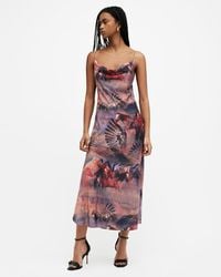 AllSaints - Hadley Colca Print Midi Slip Dress - Lyst