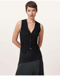 AllSaints - Cruz Ribbed Knitted Vest - Lyst