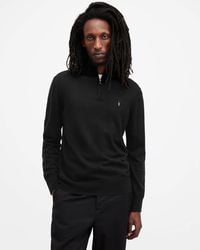AllSaints - Kilburn Zip Funnel Neck Ramskull Jumper, - Lyst