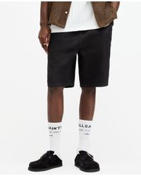 AllSaints - Hanbury Linen Blend Straight Fit Shorts, - Lyst