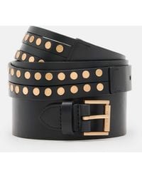 AllSaints - Leonie Wide Studded Leather Belt,, /Warm Brass - Lyst