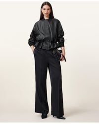 AllSaints - Sofi Drawstring Leather Bomber Jacket - Lyst