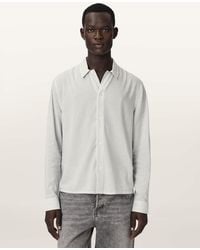 AllSaints - Furrow Long Sleeve Boxy Striped Shirt - Lyst