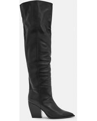 AllSaints - Reina Over Knee Leather Heeled Boots, - Lyst