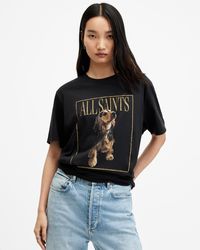 AllSaints - Pepper Dog Artwork Oversized T-shirt, - Lyst