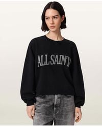 AllSaints - Dash Lila Oversized Embroidered Sweatshirt - Lyst