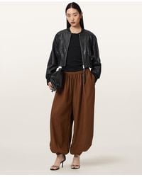 AllSaints - Lyocell Harrie Linen Blend Baggy Fit Trousers, /Us 2 - Lyst