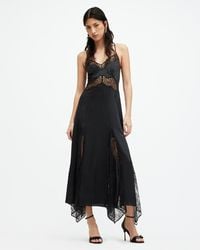 AllSaints - Jasmine Silk Blend Lace Maxi Slip Dress, - Lyst