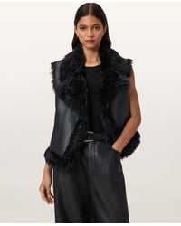 AllSaints - Luna Shearling Reversible Gilet - Lyst