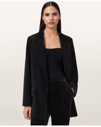 AllSaints - Aleida Velvet Blazer - Lyst