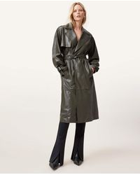 AllSaints - Inez Leather Long Trench Coat - Lyst