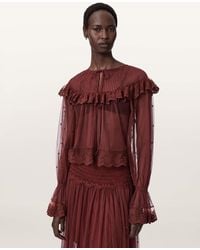 AllSaints - Trixie Lace Embroidered Top - Lyst